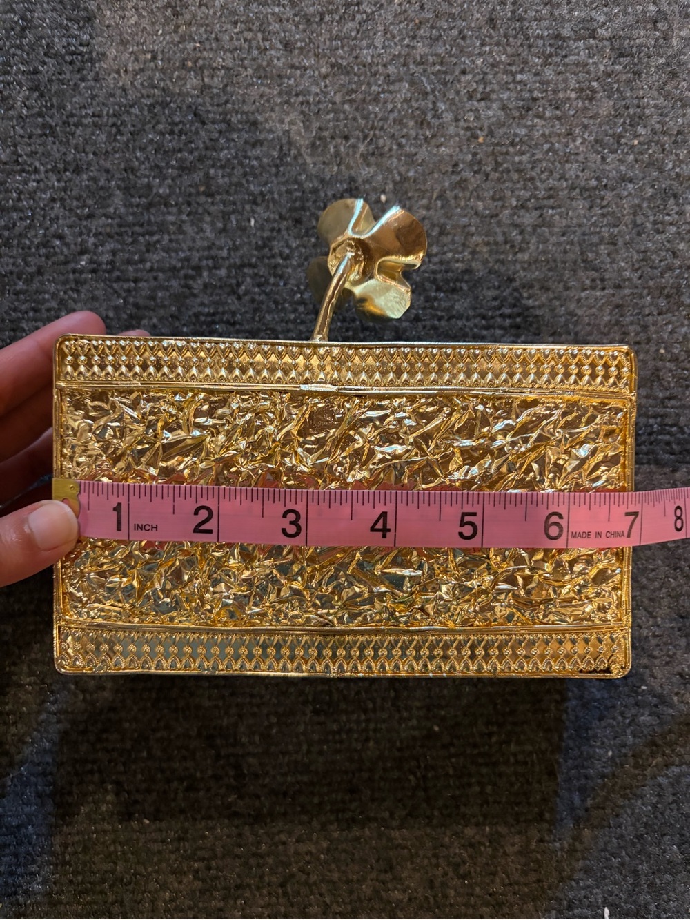 Gold-Trim Abalone Shell Evening Clutch with Floral Pearl Accent - Picture 9 of 11